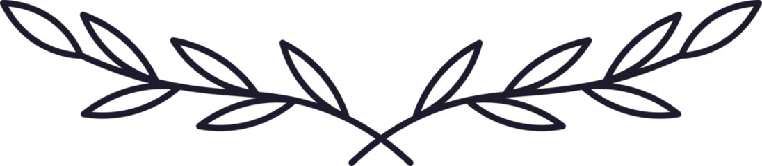 Olive branch wreath line art minimal vector icon © WinWin