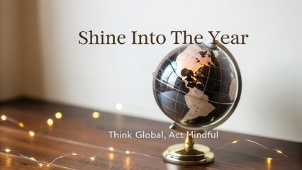 Inspirational Globe Reflection with Quote for New Year Motivation