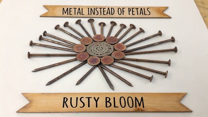 Unique Flower Shape Made of Metal Nails in Creative Art Display