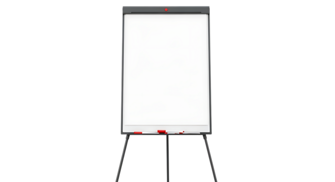 Flip chart on tripod isolated on black background presentation concept