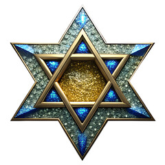 Ornate star of david with blue and gold embellishments