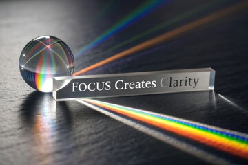 Glass Prism Refracting Light to Create a Rainbow Effect