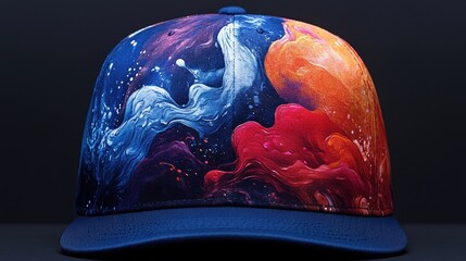 Vibrant abstract design baseball cap.