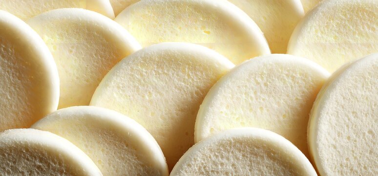 Soft fluffy white sliced steamed buns beckon for delicious Asian cuisine creations or bakery ingredient projects with a close up view and bright lighting