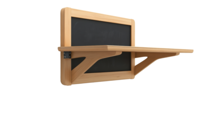 Wooden Wall Shelf with Chalkboard for Home or Office
