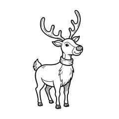 A charming illustration depicts a reindeer with large antlers and a scarf, perfect for Christmas cards and holiday-themed designs, in a simple, clean style.