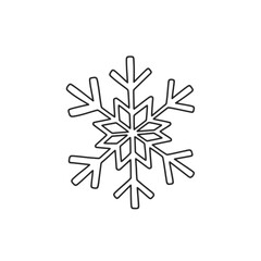 Simple snowflake outline with six points, winter symbol.