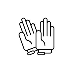 Obraz premium Minimalist Line Art Icon of Two Goalkeeper Gloves in White Outline on Transparent Background symbolizing Protection and Sport