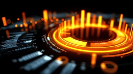 Futuristic Data Visualization with Bright Orange and Black Color Scheme Showcasing Modern Technology and Digital Interface Concepts