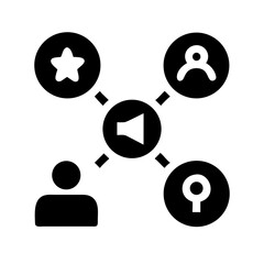 Black icon of marketing strategy with star, user, target, and megaphone