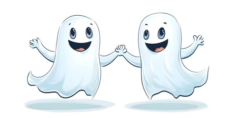Obraz premium Cute and Playful Cartoon Ghosts Enjoying a Joyful Moment Together