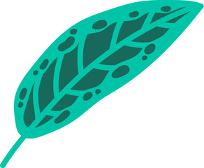 Tropical green leaf vector drawing illustration on white