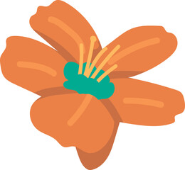 Orange flower blooming with green pistil illustration