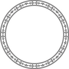 Vector monochrome black round Yakut ornament. Endless circle, border, frame of the northern peoples of the Far East.