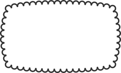 Shape with scallop edge. Wavy rectangle frame. Frilly cute badge for banner design and scrapbooking