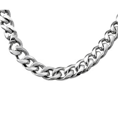 Fototapeta premium Silver Cuban Link Chain Necklace isolated on a transparent background