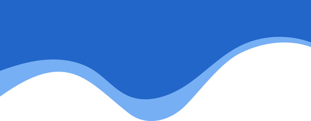 Abstract header shape. Wavy border element. Blue top form for banner. Modern divider and footer. Curved separator and headline section for poster and website