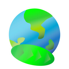 A vector illustration symbolizing environmental awareness and sustainability. It features planet Earth with a green leaf beneath, symbolizing protection, nature, and life.
