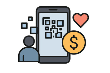 Smartphone displaying QR code for digital payment and user interaction