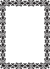 Vector black monochrome square Kazakh national ornament. Ethnic pattern of the peoples of the Great Steppe,