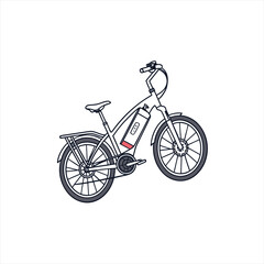 Modern electric bicycle with battery pack and rack illustration