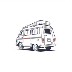 Retro camper van with roof rack illustration