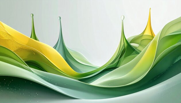 Abstract green wave design for a nature-inspired vector wallpaper with a delicate light and dynamic curve pattern