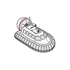 Illustration of a white hovercraft with a red accent on a white background