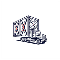 Modern truck with cargo container illustration for logistics and delivery