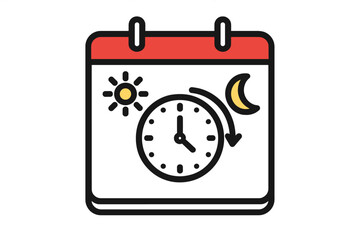 Calendar icon with clock showing day and night cycle transition