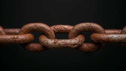 Obraz premium Interlocked Rusty Links. A Study in Texture and Form, Suspended in the Dark.