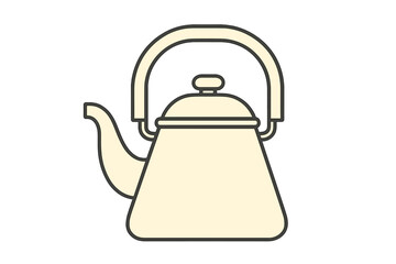 Fototapeta premium Outline drawing of a traditional stovetop kettle with handle