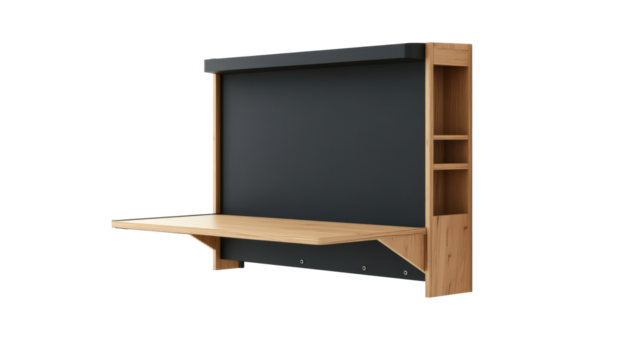 Dark brown L shaped wooden office desk
