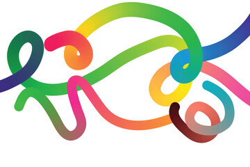 Vibrant abstract colorful swirling lines forming a playful and energetic pattern on a white background