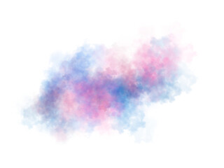 Colorful pink and blue smoke cloud with soft texture on transparent background perfect for abstract compositions.