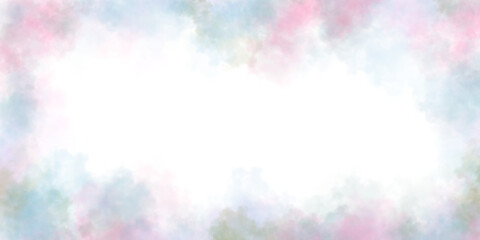 A soft multicolored cloud frame, pastel light shades, fluffy transparent smoke.