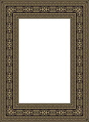 Obraz premium Vector gold with black square Kazakh national ornament. Ethnic pattern of the peoples of the Great Steppe,