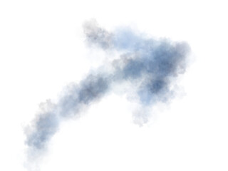 A transparent, fluffy black-blue cloud of smoke arrow. A dark, mystical fog..