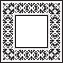 Obraz premium Classic greek black monochrome square ornament. Vector pattern, ancient hellenic rectangle. European border.