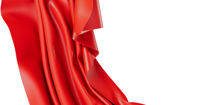 A beautiful abstract shot of flowing red fabric creates a luxurious feel, perfect for backgrounds, decoration, or elegant designs. White space a