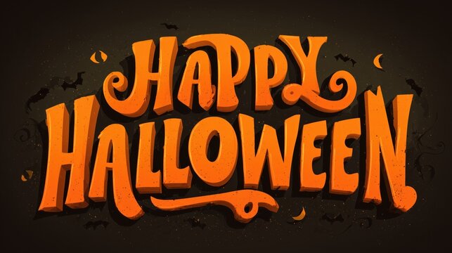 Bold Typography Design for Halloween Decorations with Bats and Moon Elements