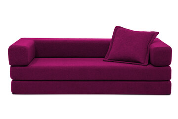 Modern purple sofa with pillow interior design and furniture concept