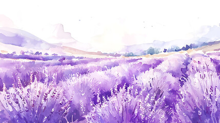 A field of lavender flowers with a blue sky in the background