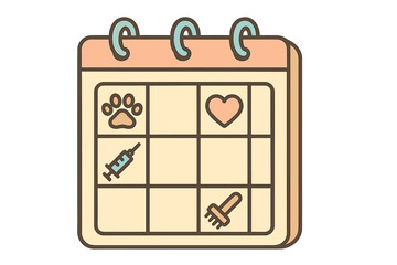 Fototapeta premium Veterinary appointment schedule with pet care medical icons