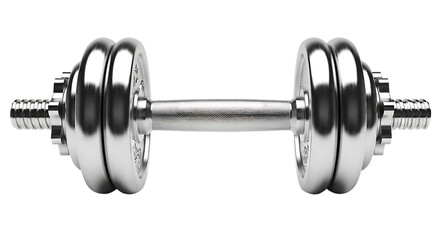 Fototapeta premium Shiny Dumbbell Isolated on Black Background Represents Fitness and Strength