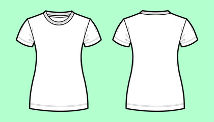 Women's Fitted T-Shirt Blank Template with Contoured Fit