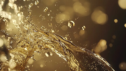 A splash of water with a golden hue