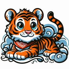 A cartoon illustration of a smiling male chef preparing and arranging grilled skewers on a wooden board with sauce.