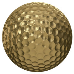 Golf ball gold isolated transparent background 3d rendering
