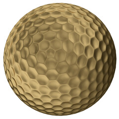 Golf ball gold isolated transparent background 3d rendering
